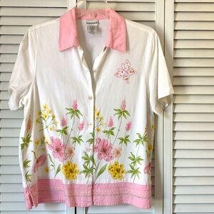 Women’s embroidered button-down summer top